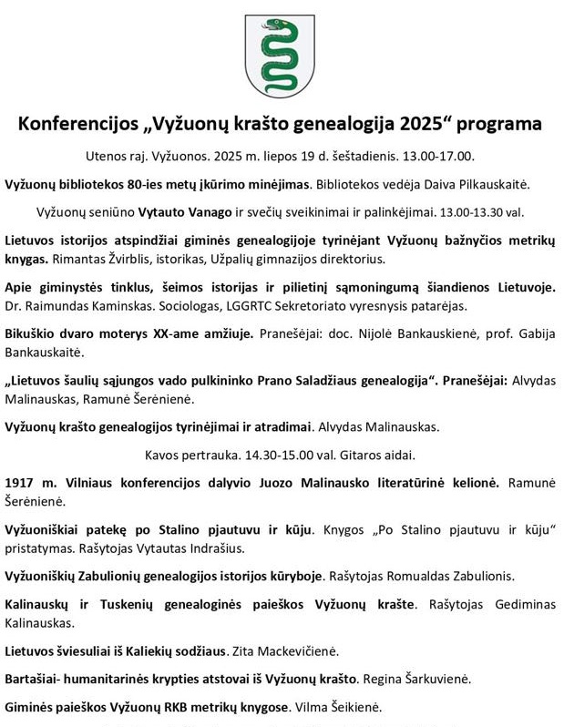 Vyžuonų krašto genealogija 2025